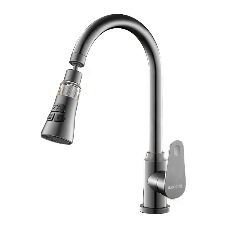 ILeddog [Germany] Kitchen Faucet with Filter, Vegetable Washing Basin, Hot And Cold Water, Stainless Steel Swivel Anti-Splash Tap GY2D