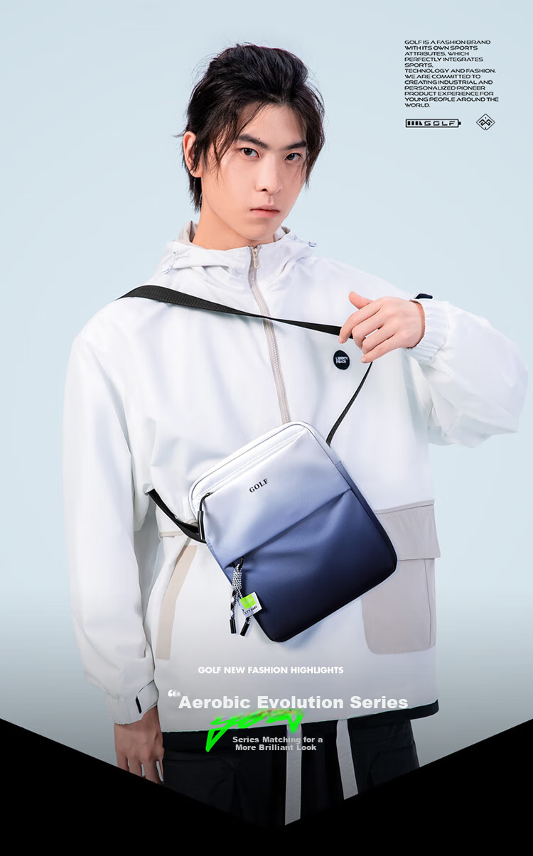 GOLF Shoulder Bag for Men And Women, Gradient Casual Sports Bag, Commuter IPad Phone Bag, Water-Resistant Travel Bag 1