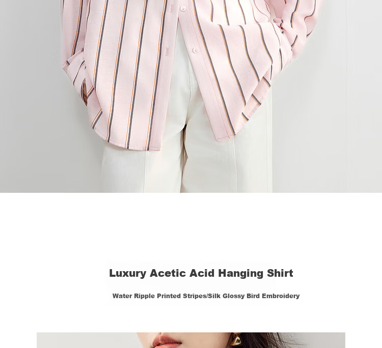 Sentubila Spring And Autumn Commuter Blouse for Women, Light Luxury High-End Slimming Shirt, Loose Long-Sleeve Thin Top, Blue Striped, L 4