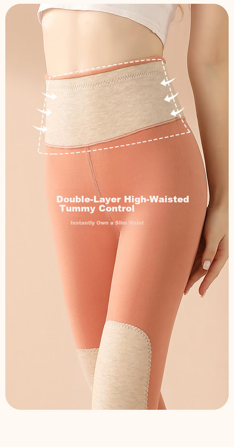 LangSha Women's Thermal Underwear, Autumn And Winter Wool Silk Patch Waist Protection Knee Protection High-Waist Tummy Control Seamless Women's Warm Pants 15