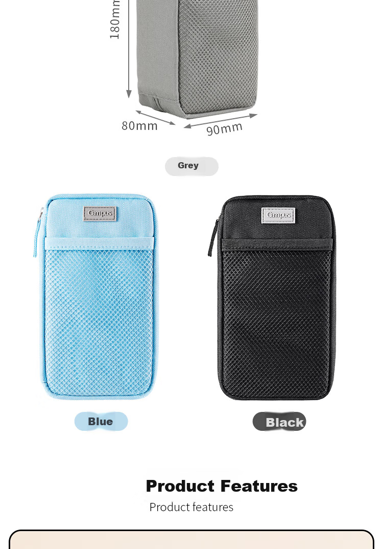 KOKUYO Campus Desktop Expandable Pencil Case Student Stationery Storage Simple High-Capacity Pencil Bag Black 1 Piece WSG-PC383D 3