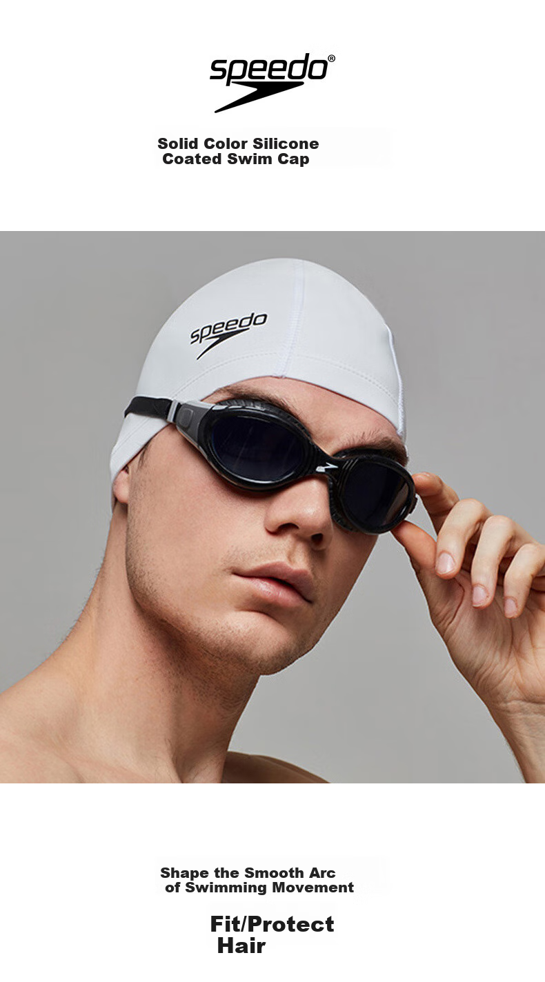 Speedo Classic Silicone-Coated Swim Cap with Three-Layer Fabric, Soft And Comfortable Swimming Cap, Black 1