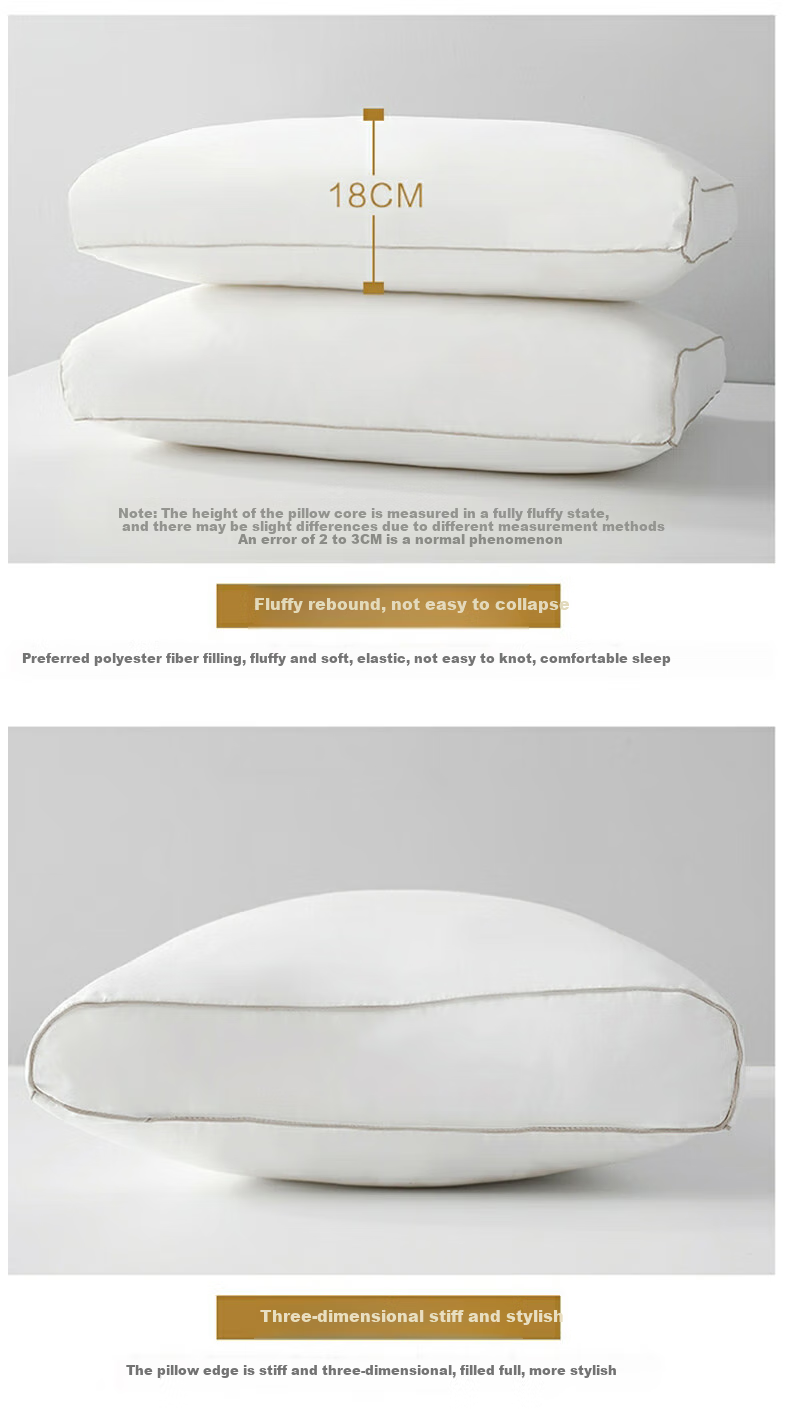 Shuixingjiafang Pillow Cervical Pillow for Adults Sleeping at Home, Hotel Pure Cotton Antibacterial High-Elasticity Pillow Core Single Medium Pillow 48×74cm 12
