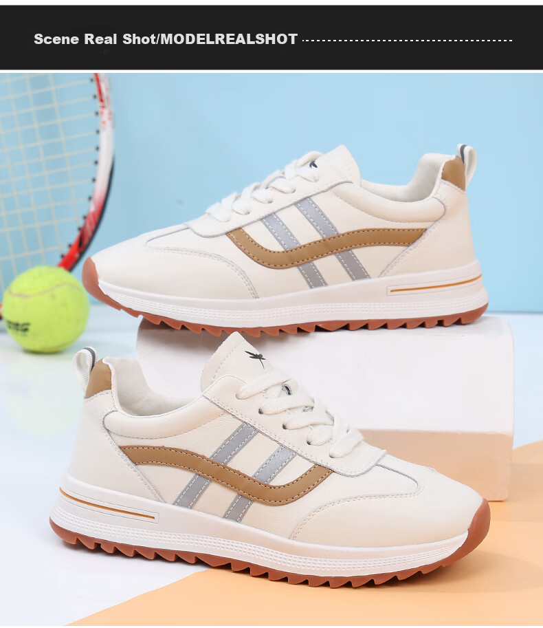 RED DRAGONFLY Casual Shoes for Women, White Sneakers, Mesh Women's Shoes, Sports Shoes for Women, Trendy Instagram-Style Training Shoes C0TTN06172L Apricot Color Size 35 6
