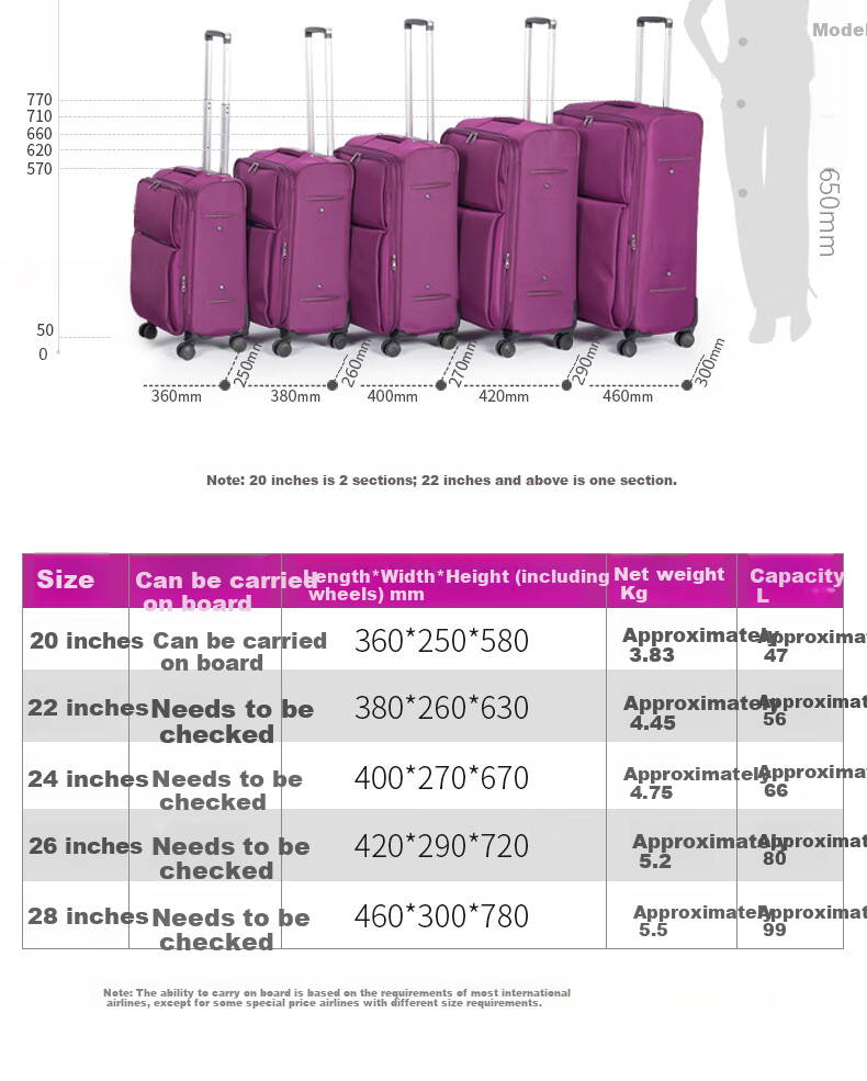 HANKE Luggage Suitcase for Men And Women, Travel Case with Wheels, 24-Inch Black Large Capacity 66L Expandable Password Lock Suitcase 24