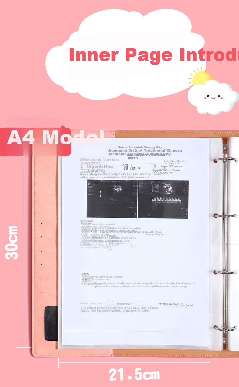 Faramon Pregnancy Check-Up Organizer Report Booklet, Portable Ultrasound Report Folder for Pregnant Women, Baby Pregnancy File Folder, A4-Pink (40 Sheets) 7