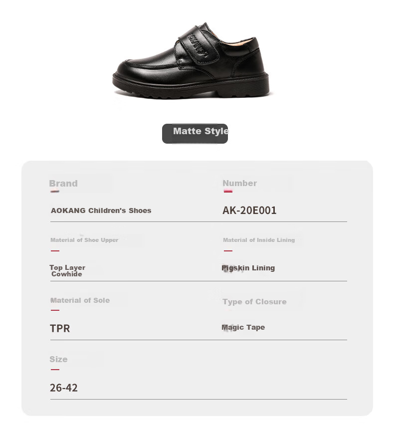 Aokang Boys' Leather Shoes, Spring And Autumn Style, Children's Performance Black Shoes, Genuine Leather Soft Sole, for Older Children, Black Boys' Flats, Performance Shoes 3