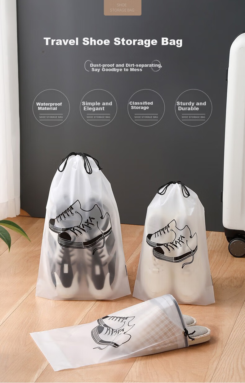 Kelianghuizi Travel Drawstring Storage Bags for School Dorm Organization, Shoe Organizer Pouches, Large 5 Medium 5 Small 10 Pack, Little Cow 3
