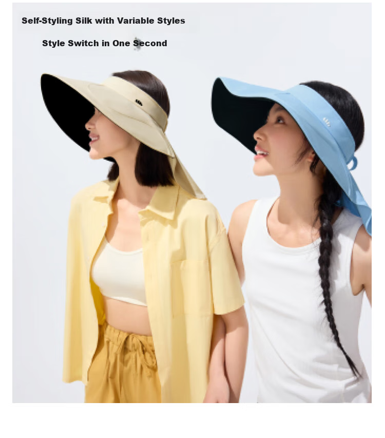 Beneunder Egg Roll Full-Circle Black Rubber Sun Protection Hat, Women's Sunhat, UV-Resistant Visor Cap, Twilight Black 10