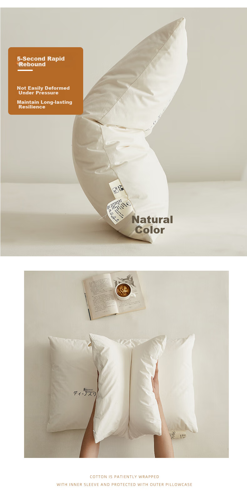 Grace Class A Pure Cotton Pillow, Shaped Pillow, 100% Xinjiang Cotton Pillow Core, Medium-Sized Pillow, Single Person, One Piece 11