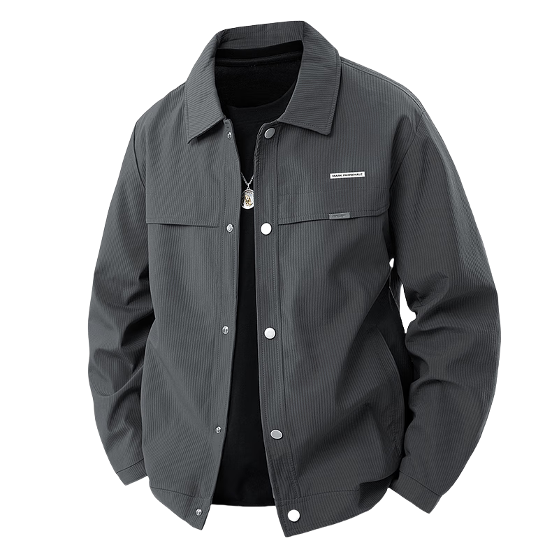 FAIRWHALE Men's Autumn Winter Padded Jacket 2025 Business Trendy Brand Turn-down Collar Autumn Coat 3XL Gray Padded Version