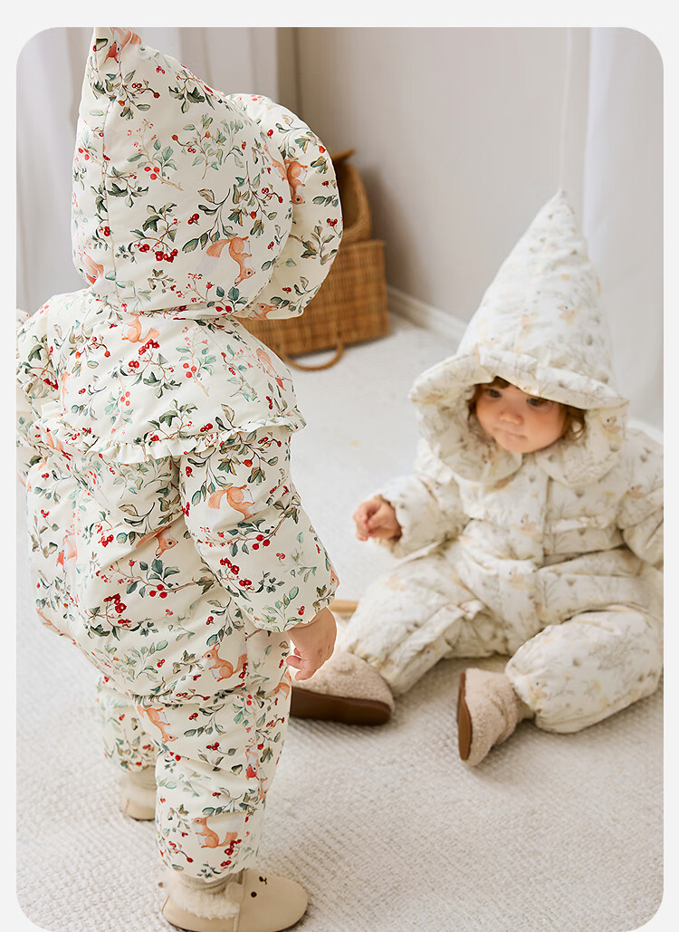Minibala Girls' Three-Proof Down Jumpsuit Baby Infant Goose Down Romper 2025 Winter 1
