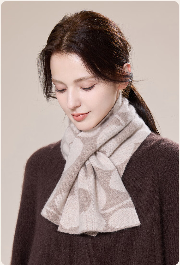 JIUMU 100% Cashmere Small Scarf Women Autumn Winter Warm Neck Warmer Short Scarf Ladies Gift Box Set 2