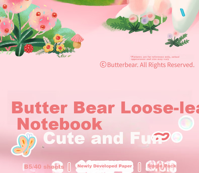 Deli Butter Bear Expandable Loose-Leaf Notebook with B5 Paper, 40 Sheets HY240 Gree 1