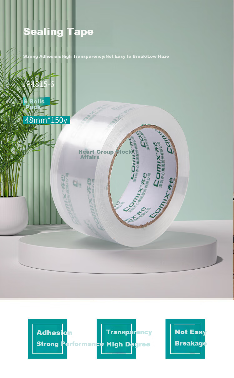 COMIX Transparent Tape/wide Tape/packaging Tape, Express Shipping Packing Tape, Transparent, 6 Rolls, Width 48mm*150y*45um, Length 137 Meters/roll, JP4815-6 1