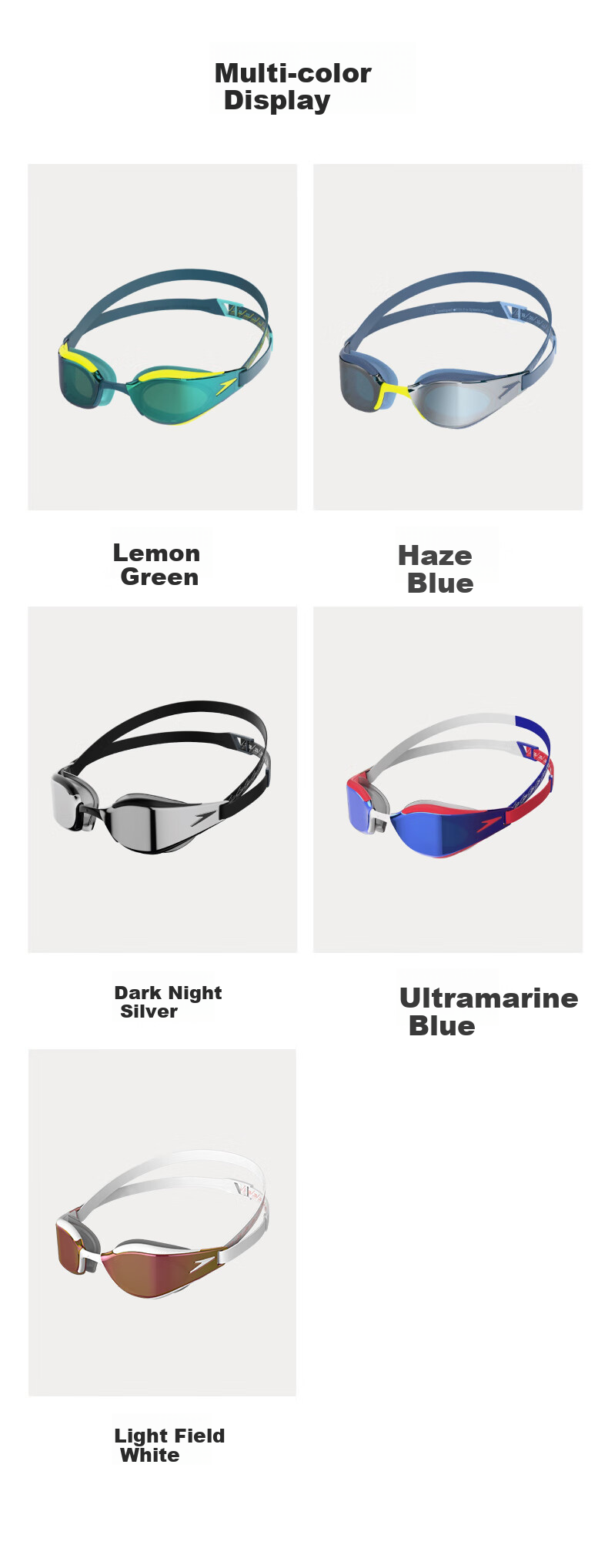 Speedo Fastskin Ultra Platinum Series Racing Training Anti-Fog Coated Swimming Goggles, Light White 9