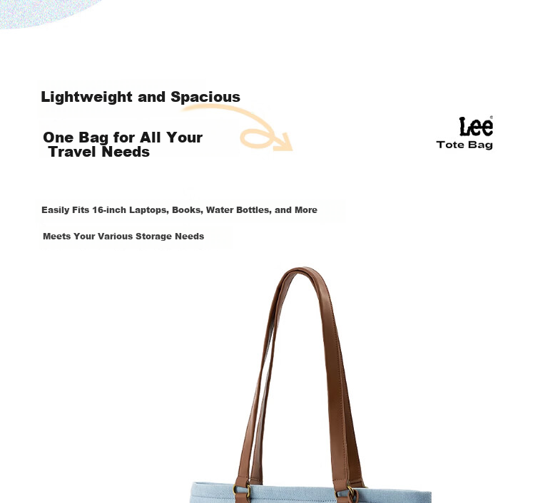 Lee Women's New Tote Bag, Handbag for School, Large Capacity Laptop Bag, Shoulder Bag, Gift, Birthday Present 6