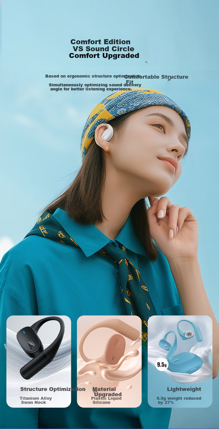 JBL Sense Lite Comfort Edition [Wang Chuzhen's Choice] Earbuds Bluetooth Headphones, Sports Running Wireless Open-Style Non-Bone Conduction, Gift Recommendation, Purple 6