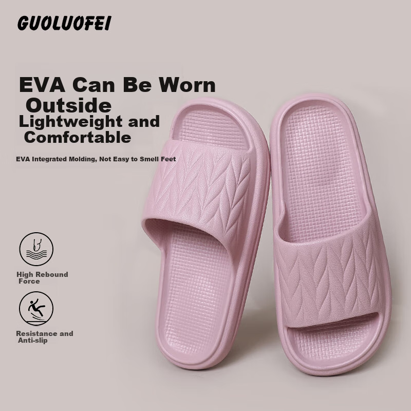 GUOLUOFEI Eva Slippers for Men, Summer Indoor Home Non-Slip Bathroom Shower Squishy Feeling Sandals, Light Purple, Size 36-37
