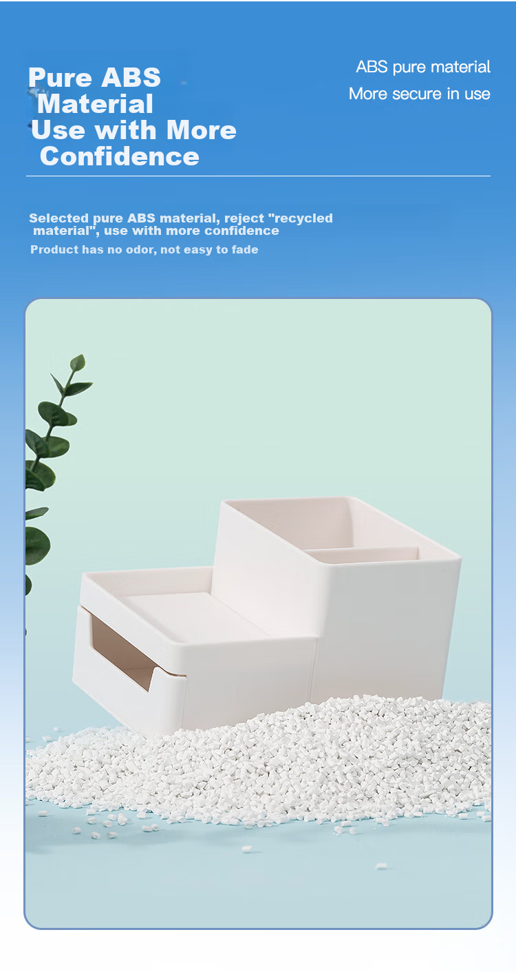 COMIX Multifunctional Desktop Office Stationery Pen Holder Storage, Stylish 4-Compartment Cosmetic Organizer Box 15.2*11*93cm Glacier Blue B2009 5