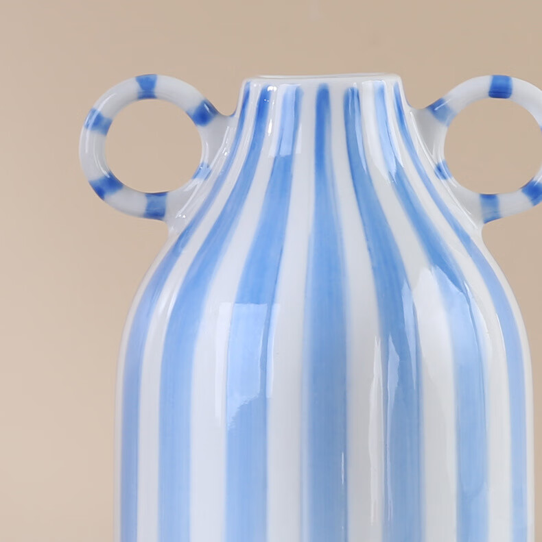 Mudingding Double-Ear Ceramic Art Vase, Nordic Cream Style, Hydroponic Flower Arrangement, Homestay Decoration, High-End Birthday Gift 7