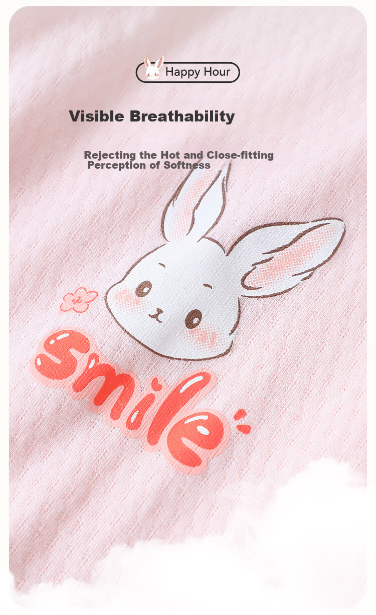 DEESHA Children's Clothing, Kids' Loungewear, Big Girls' Pajamas, Children's Air Conditioning Wear, Sweet Orange Rabbit White Flower, Size 110 3