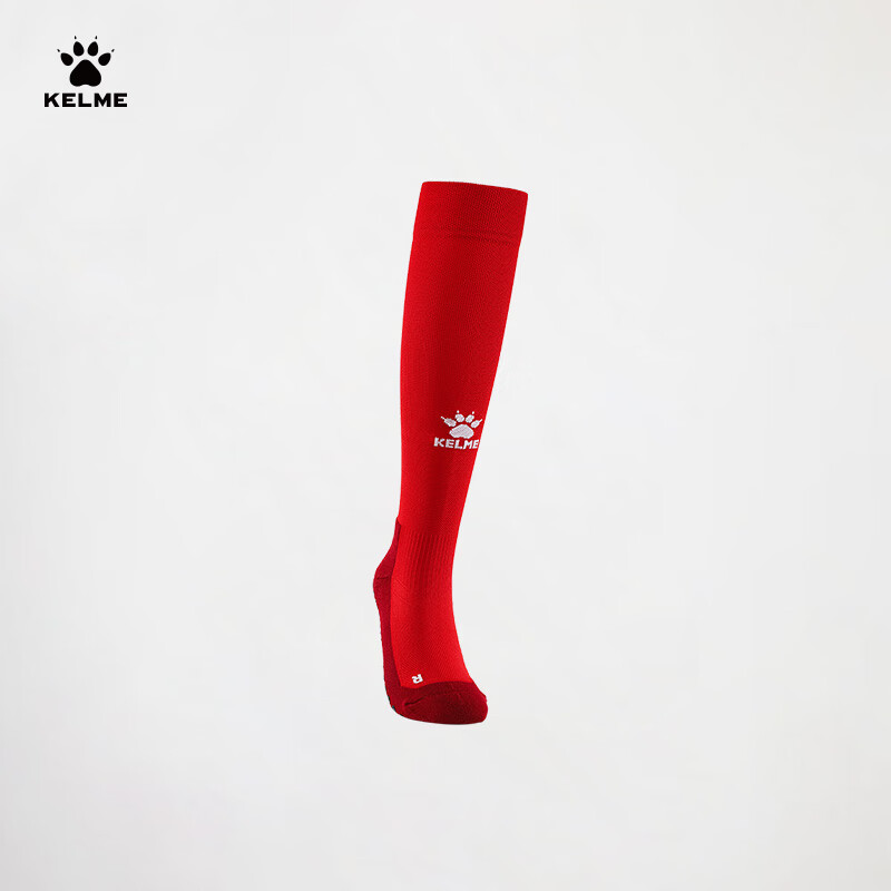 KELME Silicone Over-the-Knee Football Socks Lycra Antibacterial Odor-Resistant Professional Anti-Slip Towel Bottom Socks Red L