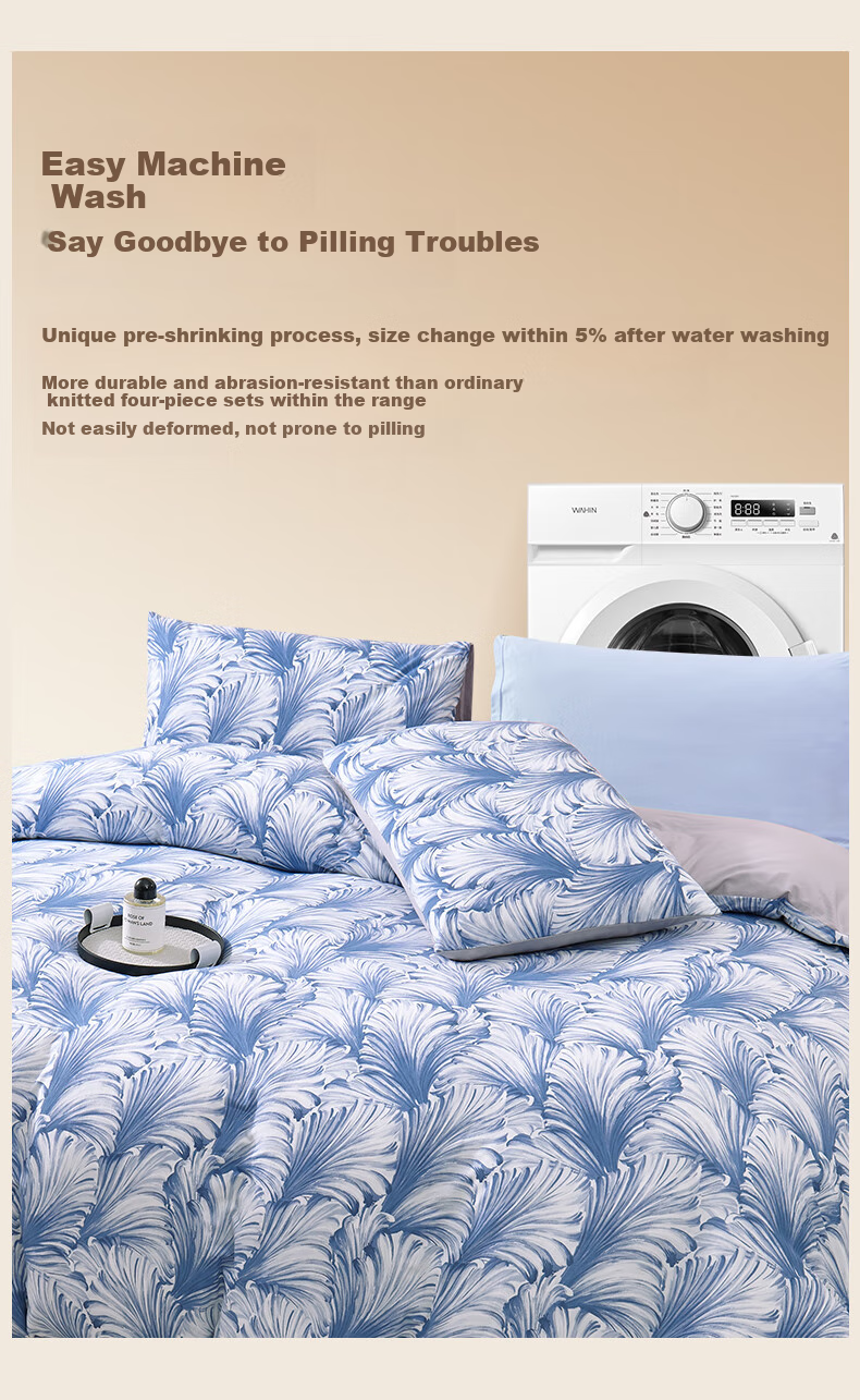 Hengyuanxiang Pure Cotton Four-Piece Bedding Set, Class A Knitted Nai Tei Cotton, 100% Cotton Bedding Set, Green Grape Color, 2*2.3m 11