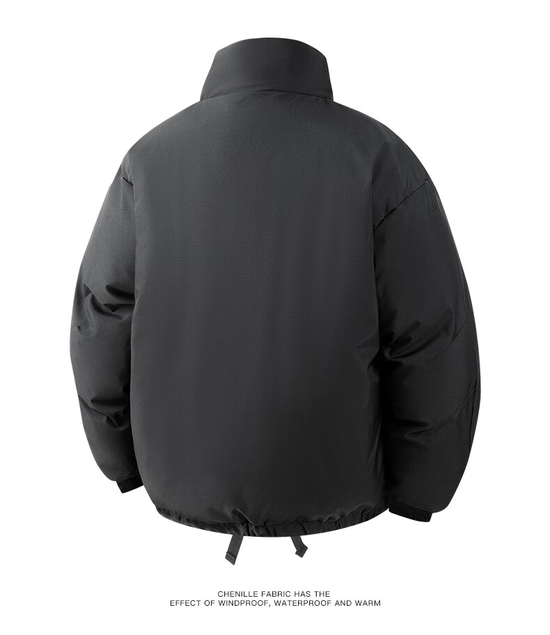 JEEP SPIRIT Men's Autumn Winter Casual Stand Collar Windproof Thick Warm Cotton Jacket Dark Gray XL 1
