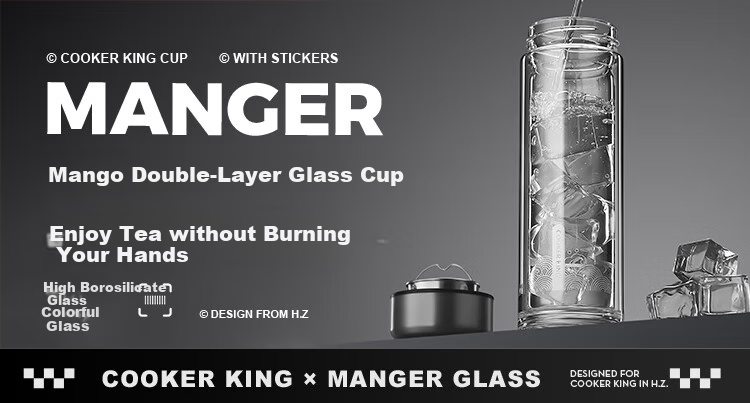 COOKER KING Glass Cup with Tea Infuser, Heat-Resistant And Shatterproof Tea Infuser Mug, Large Capacity Tea Cup in Gunmetal Gray, 380ml 1