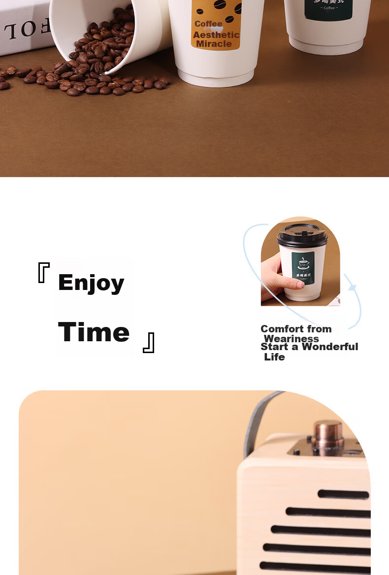 Baijie Disposable Cups, Paper Cups, Coffee Cups, Soy Milk Cups, Milk Tea Cups, Hot Drink Cups, 400ml, 25 Pieces 3