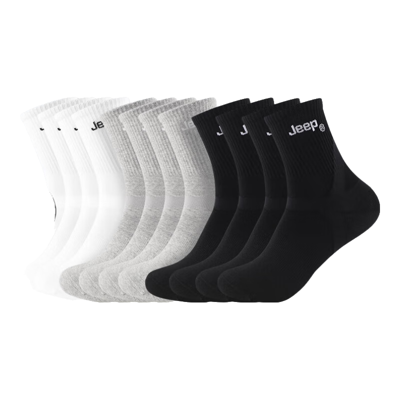 Jeep Men's Sports Socks (6 Pairs) Mid-Calf Running Basketball Socks Sweat-Absorbing Anti-Slip Breathable Casual Socks for Men and Women