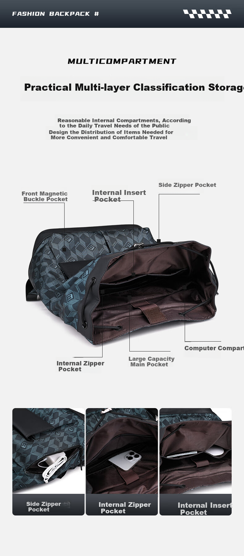 Edison Backpack, Business Commute Leisure Travel Backpack, 16-Inch Laptop Bag, College Student Schoolbag E022-1 7