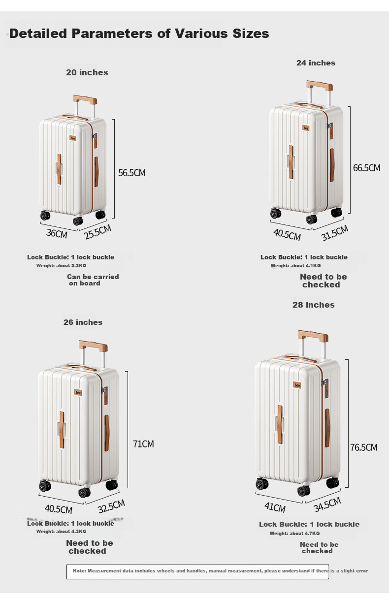 Lee High-Quality Large-Capacity Thickened Suitcase, Trolley Case, Student Carry-On Luggage, Travel Password Lock Suitcase, Aurora White, 20 Inch 2