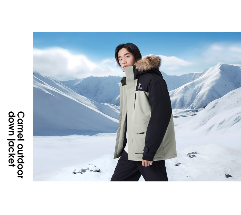 CAMEL Outdoor Down Jacket Unisex 035 Water-Repellent Thickened Warm Parka Coat 30