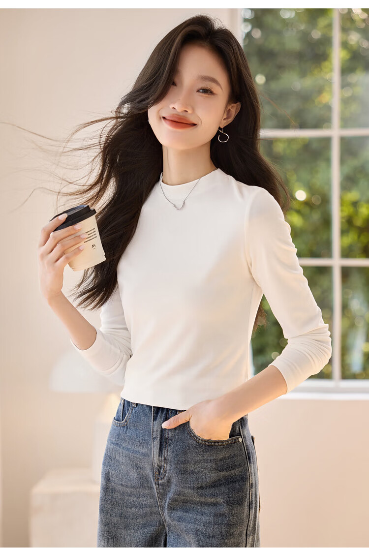 Woodpecker Women's Long Sleeve T-Shirt Autumn Pure Cotton Slim Fit White 2XL 5