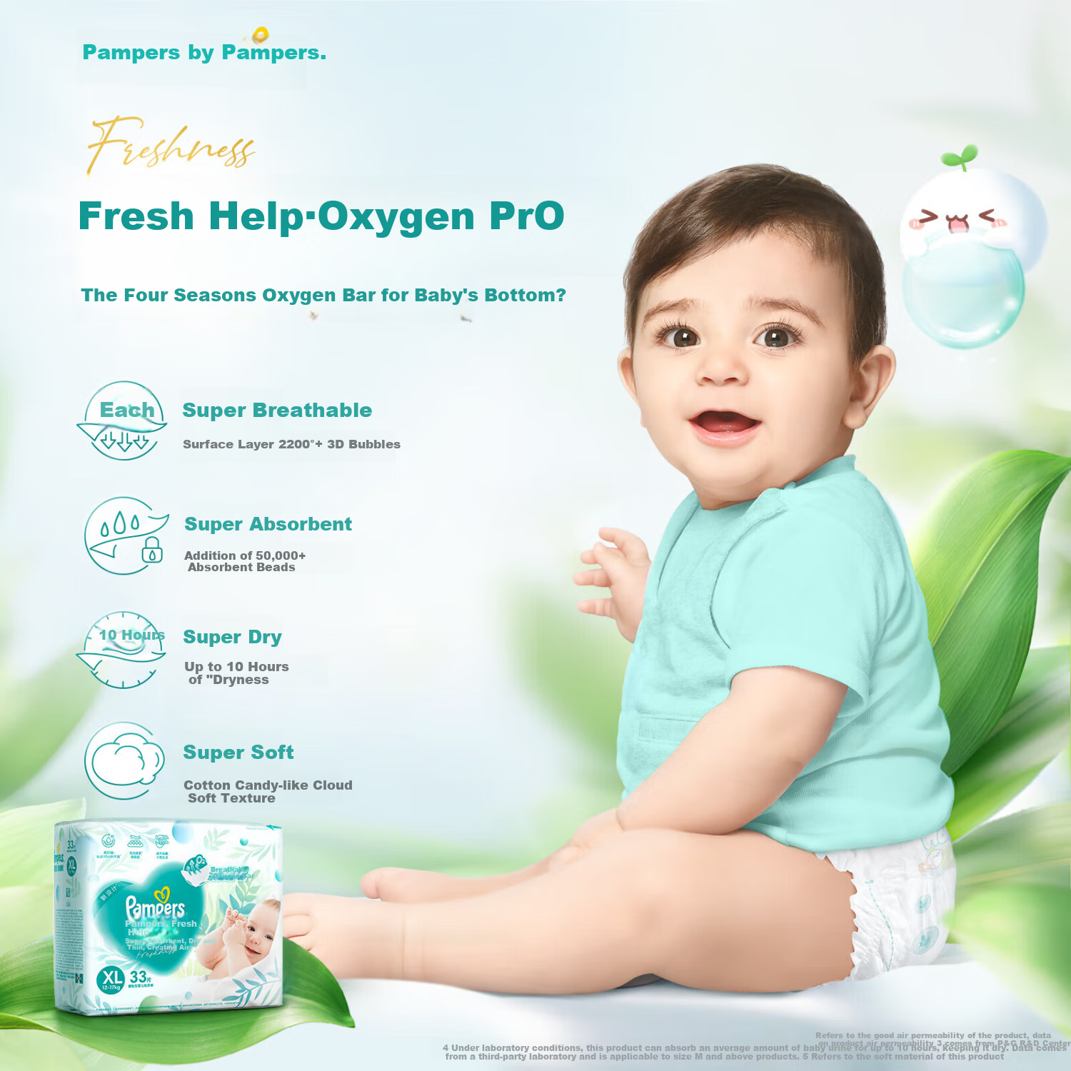 Pampers New Fresh Help Diapers S152 [Ultra-Thin, Super Absorbent] Breathable, Dry, for Newborns And Infants