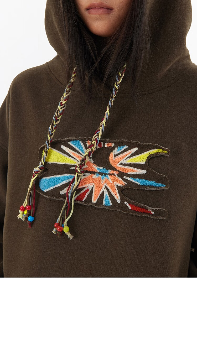Crying Center Firework Embroidered Sweatshirt Brown S 14