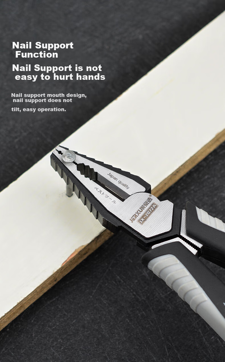 JERXUN Pliers, Multi-Functional 8-Inch Tiger Pliers, Labor-Saving Electrician's Pliers, Flat-Nose Wire Cutters, Iron Wire Pressing Line Tiger Mouth Hand Pliers 5