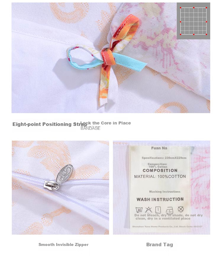 Fuanna Shengzhihua Four-Piece Bedding Set, Full Polyester Double-Sided Brushed, King Size Duvet Cover and Sheet, 230x229cm, Pink 14
