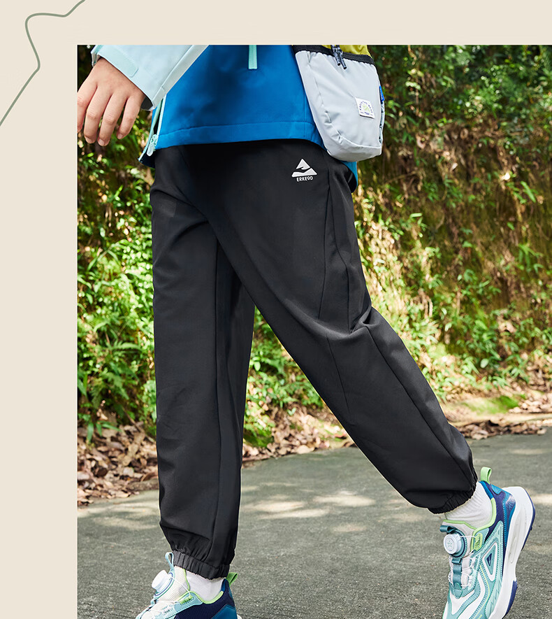 ERKE Kids Boys Sports Pants Casual Versatile Black 160 9