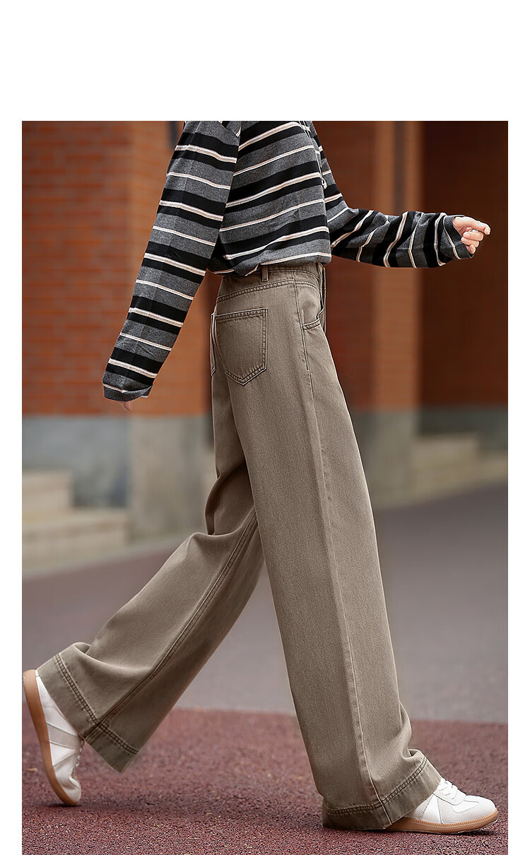 Dme [Lyocell Cotton Blend] Autumn Stone-Ground Washed Maillard High-Waist Long Straight-Leg Slimming Women's Jeans 5