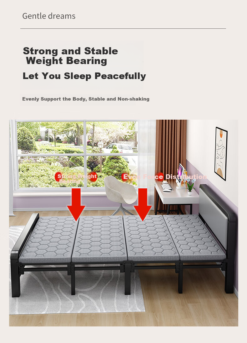 Chibailun (No Installation Required) Folding Bed, Single Nap Bed for Office, Simple Home Bed, Hospital Accompanying Care Hard Board Bed 3