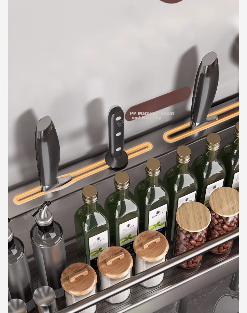 Century Zhenghe Kitchen Storage Rack Suction Cup Wall-Mounted No-Drill Spice Rack Chopsticks and Knife Holder Multifunctional Organizer 6