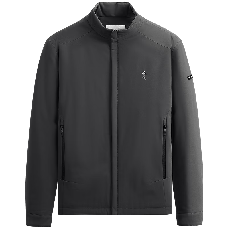 Dancing with Wolves [Level 4 Waterproof & Quilted Thickened] Warm Stand Collar Easy-Care Men's Executive Jacket 015 Dark Gray XL