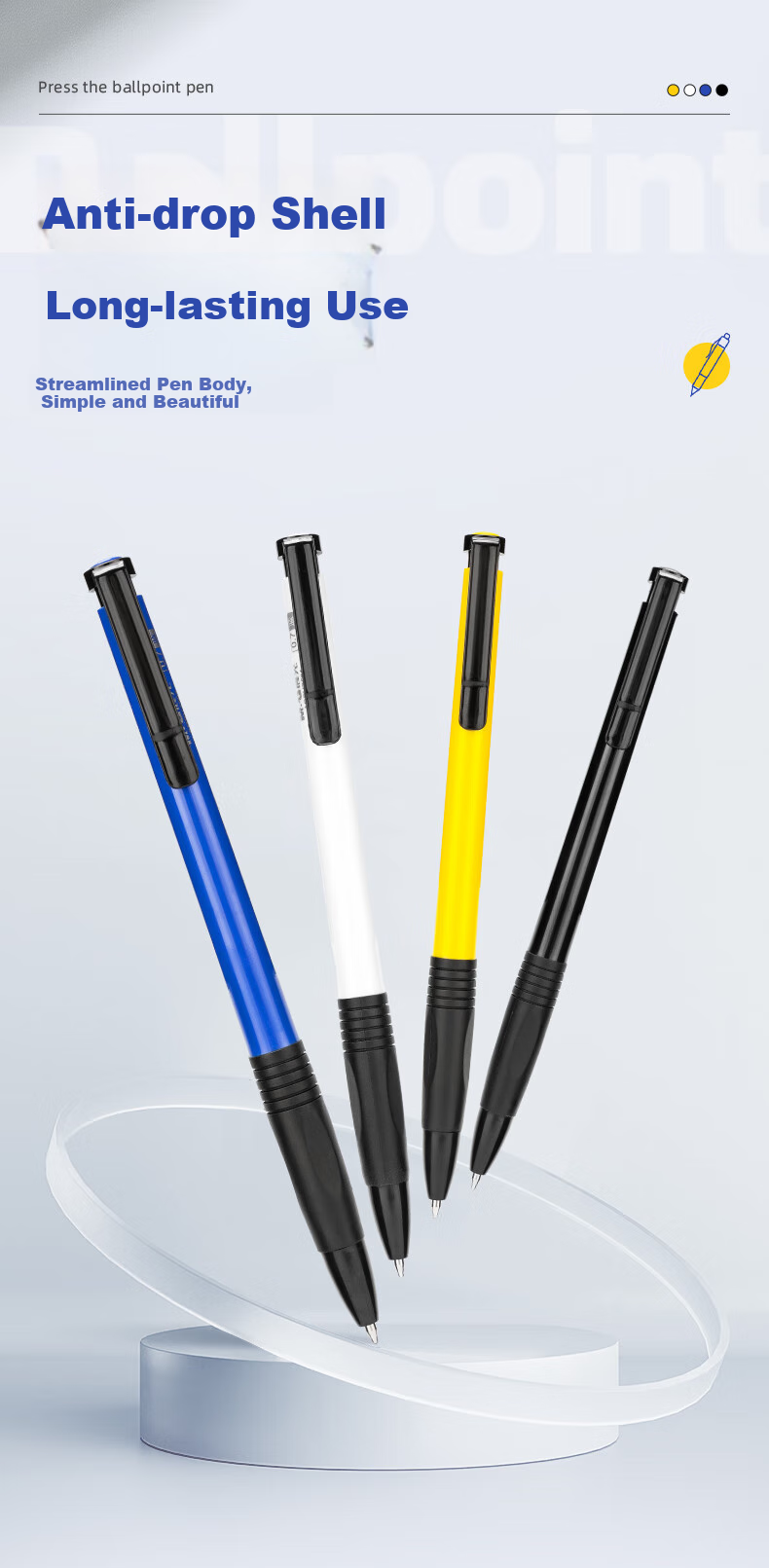 M&G Stationery Ballpoint Pen, Medium Oil Pen, 0.7mm Bullet Tip, Soft Rubber Grip, Retractable Pen, Student Office Supplies, Blue, 24 Pieces/box, ABPV7501, Back to School 8