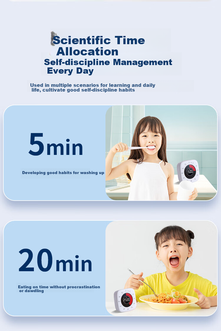 Beianxing Kitchen Timer, Yoga Timer, Visual Timer, Electronic Timer, Self-Discipline Device, Alarm Clock, Rechargeable Countdown Reminder, Student-Specific Gift 5