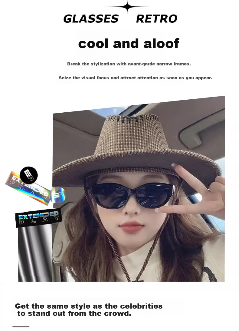 FENCHI Jennie Style Sunglasses for Women, Retro Hot Girl Cat Eye Small Frame GM Glasses Polarized UV Protection Sunglasses for Small Faces 4