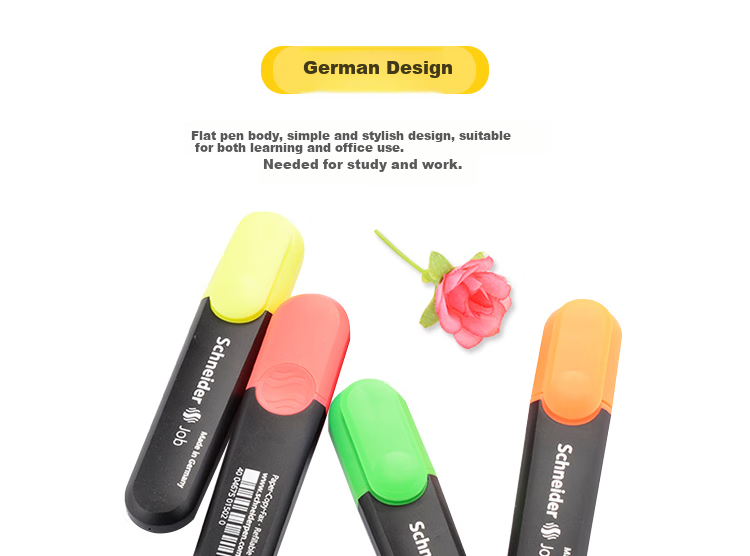Schneider Large Capacity Highlighter Marking Pen for Colorful Highlighting And Note-Taking, Essential Office Supplies, 1-5mm Classic 4-Color Set 1550 7
