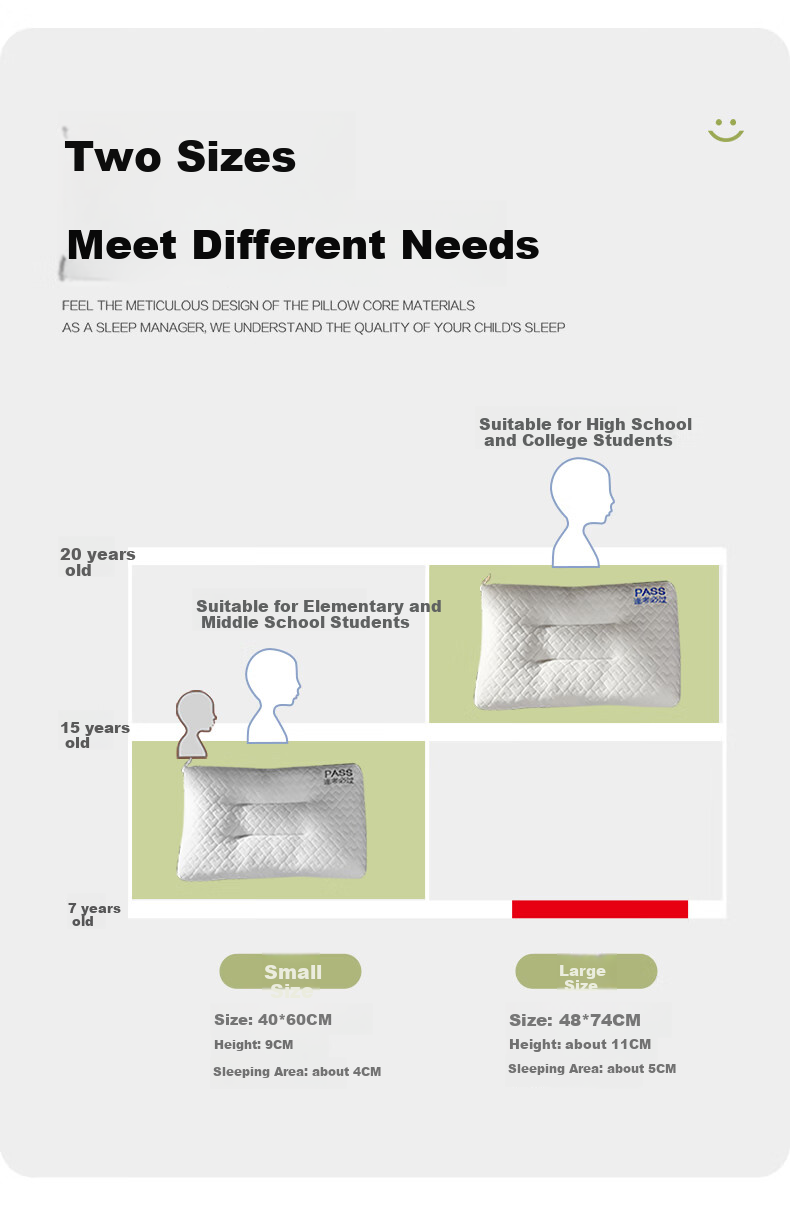 BEYOND Home Textile Student Dormitory Pillow Core, Breathable And Soft Children's Pillow Core, Student Pillow, Single Pack, Shuxiang 48*74cm 8